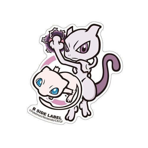 B-SIDE Label Mewtwo & Mew Pokemon Sticker - Pokemon Center Japan