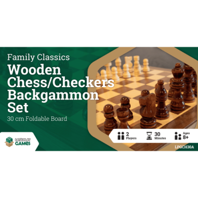 LPG Classics Wooden Folding Chess/Checkers/Backgammon Set 30cm — product image 1