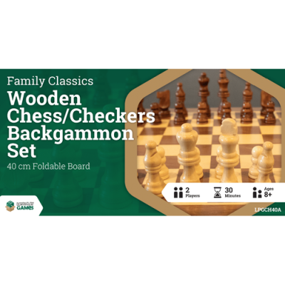 LPG Classics Wooden Folding Chess/Checkers/Backgammon Set 40cm — product image 1