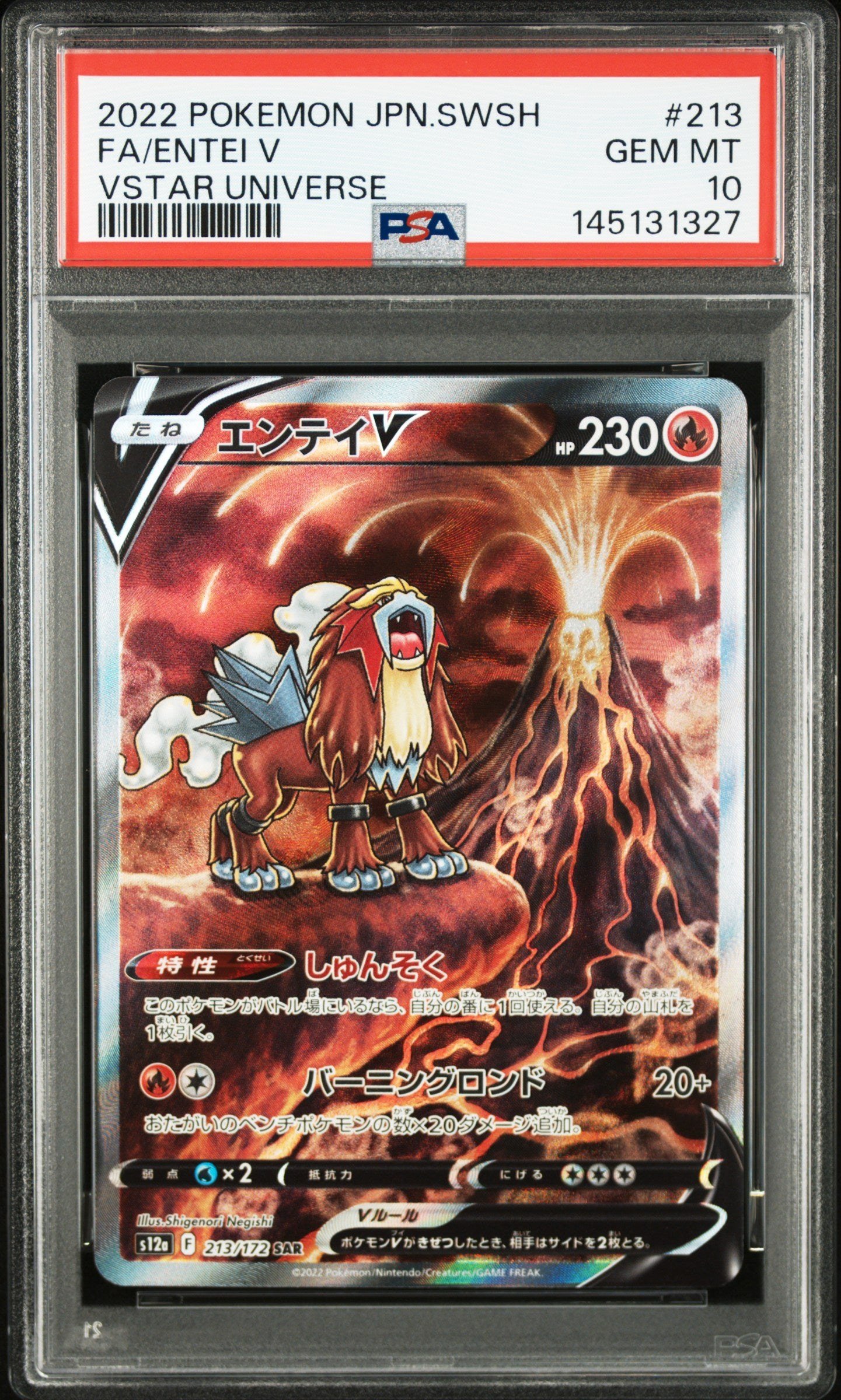 PSA GEM MT 10 - 2022 POKEMON JAPANESE SWORD & SHIELD VSTAR UNIVERSE #213 FA/ENTEI V VSTAR UNIVERSE