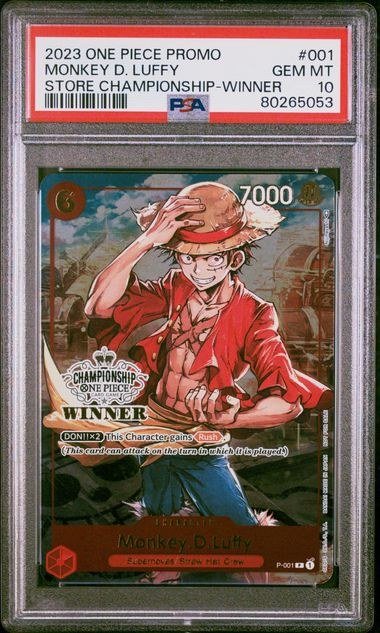 PSA GEM MT 10 - 2023 ONE PIECE PROMOS #001 MONKEY D. LUFFY STORE CHAMPIONSHIP-WINNER