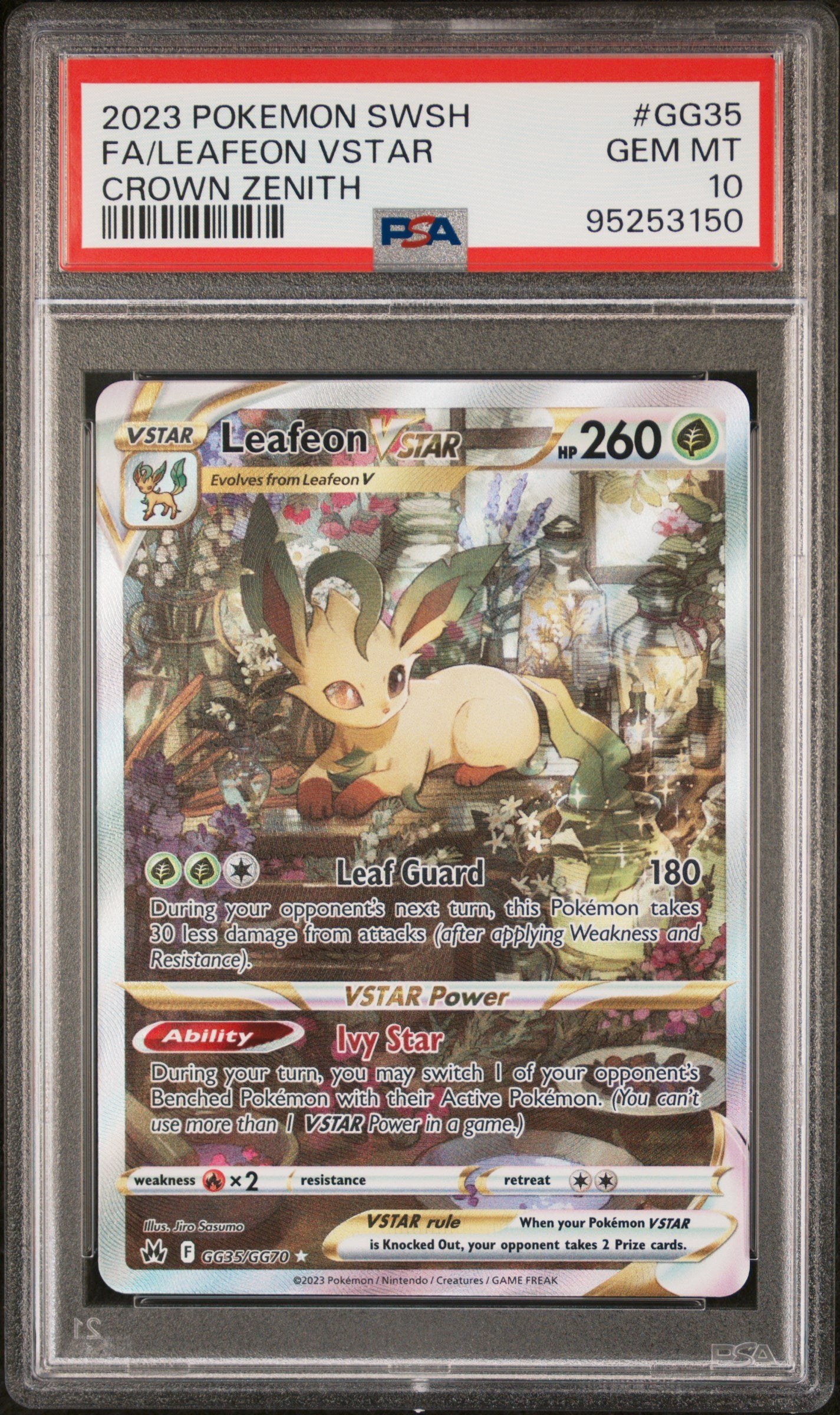PSA GEM MT 10 - 2023 POKEMON SWORD AND SHIELD CROWN ZENITH #GG35 FA/LEAFEON VSTAR CROWN ZENITH