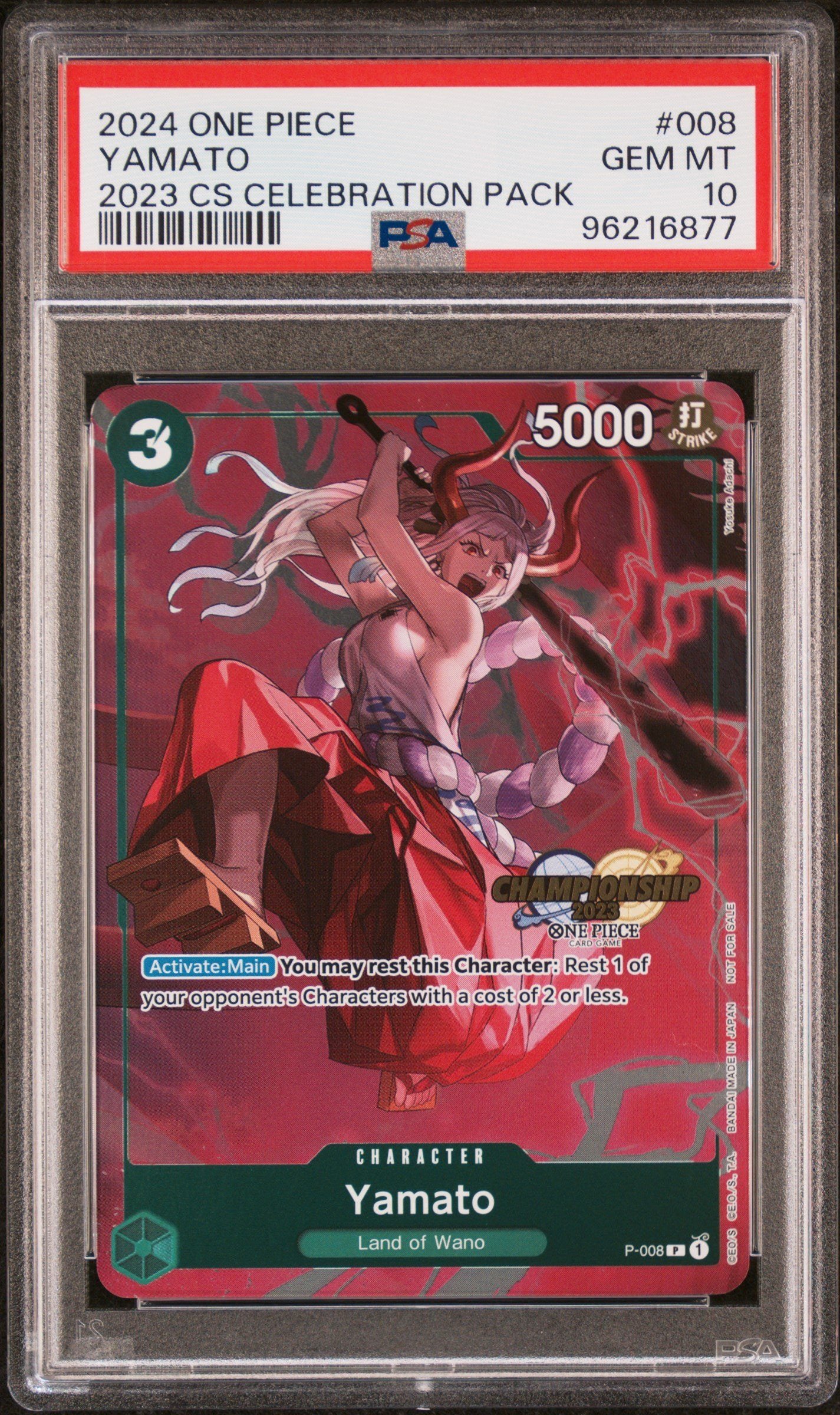 PSA GEM MT 10 - 2024 ONE PIECE CHAMPIONSHIP 2023 CELEBRATION PACK #008 YAMATO
