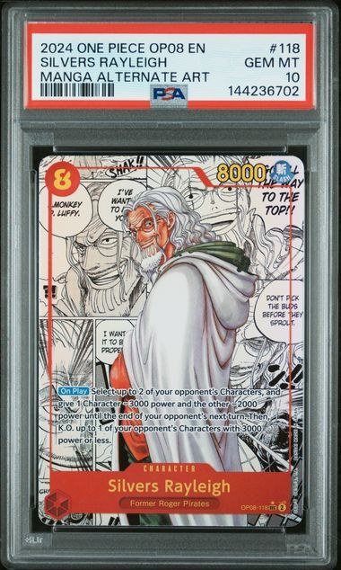 PSA GEM MT 10 - 2024 ONE PIECE OP08-TWO LEGENDS #118 SILVERS RAYLEIGH MANGA ALTERNATE ART