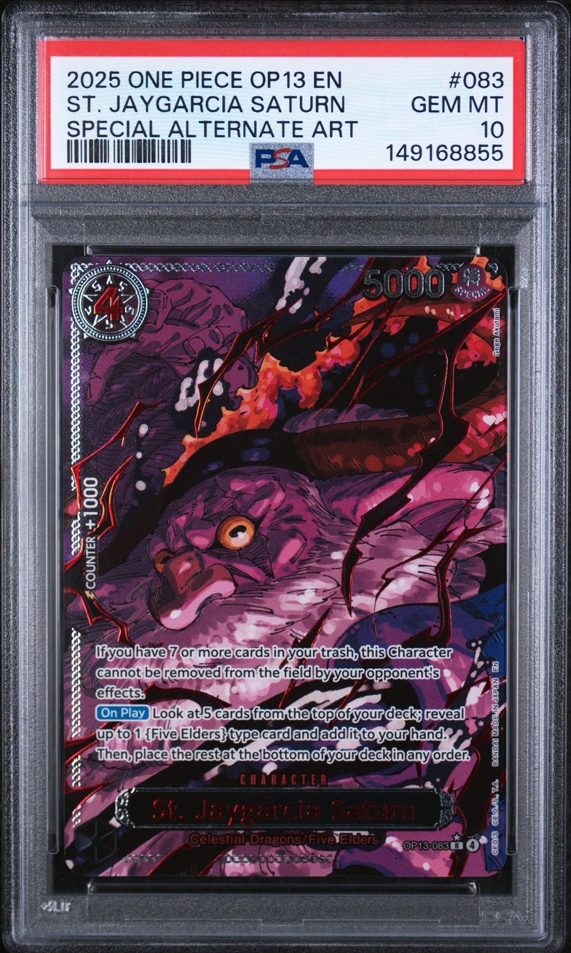 PSA GEM MT 10 - 2025 ONE PIECE OP13-CARRYING ON HIS WILL #083 ST. JAYGARCIA SATURN SPECIAL ALTERNATE ART