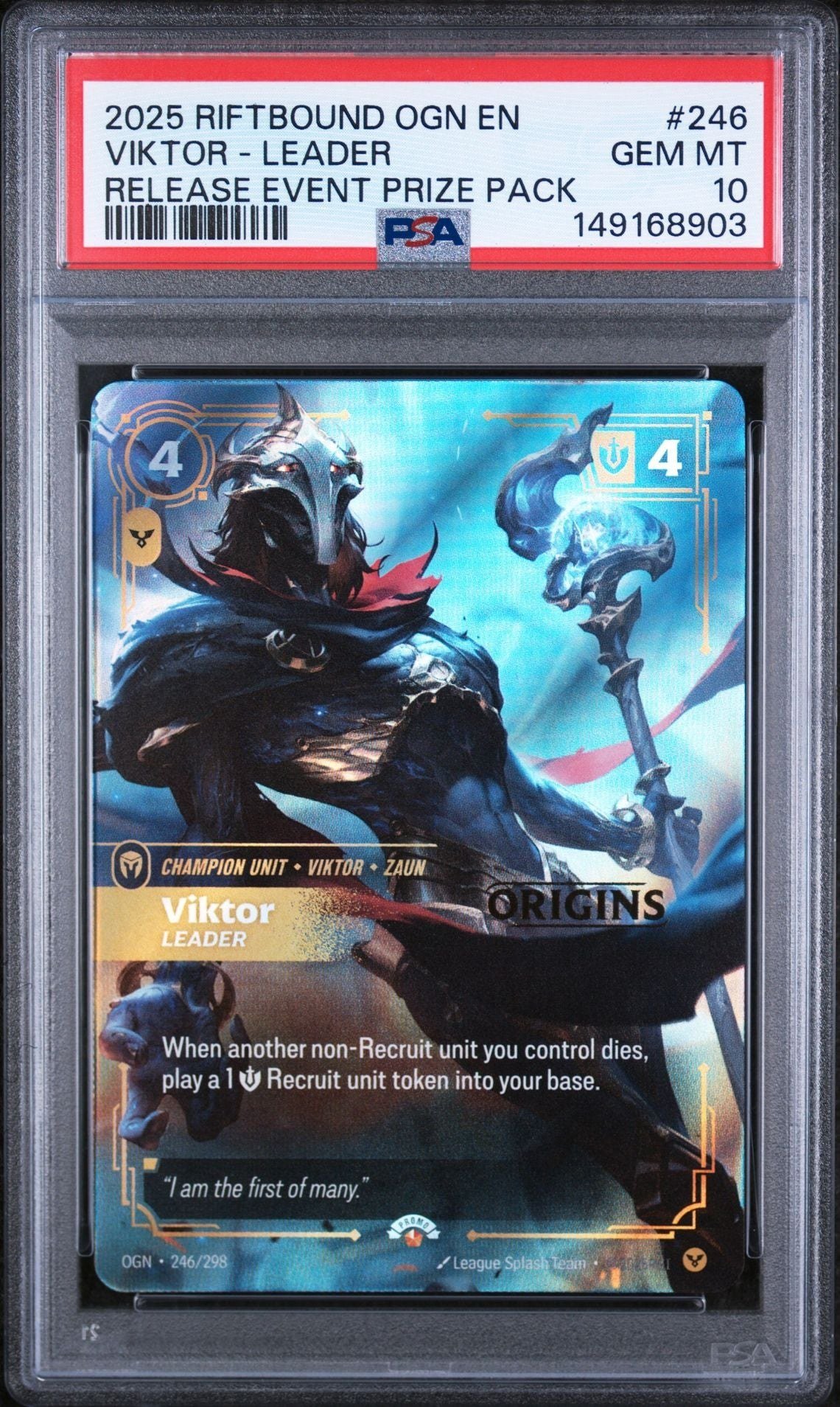 PSA GEM MT 10 - 2025 RIFTBOUND: LEAGUE OF LEGENDS OGN-ORIGINS #246 VIKTOR - LEADER RELEASE EVENT PRIZE PACK