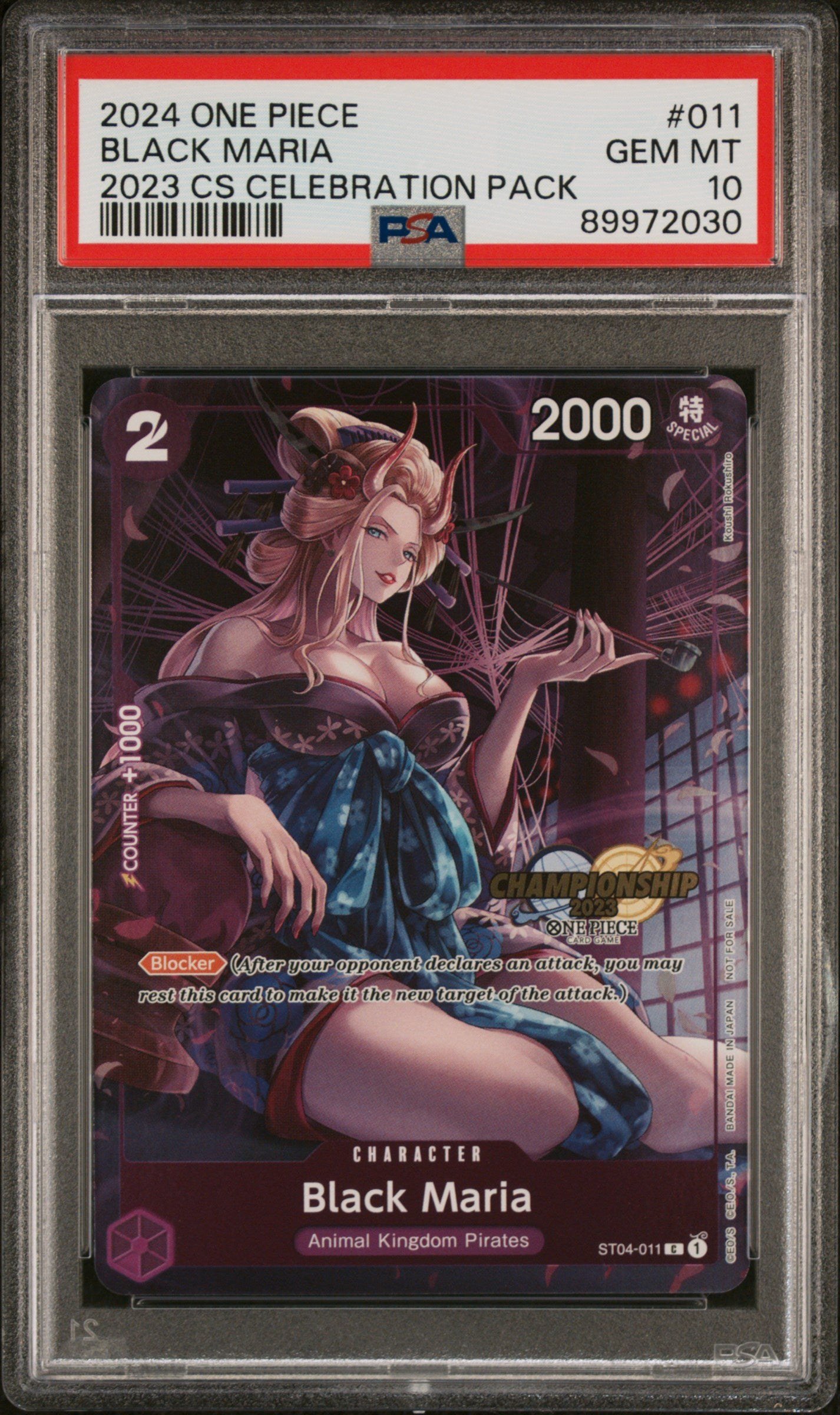 PSA GEM MT 10 - BLACK MARIA 2024 ONE PIECE CHAMPIONSHIP 2023 CELEBRATION PACK