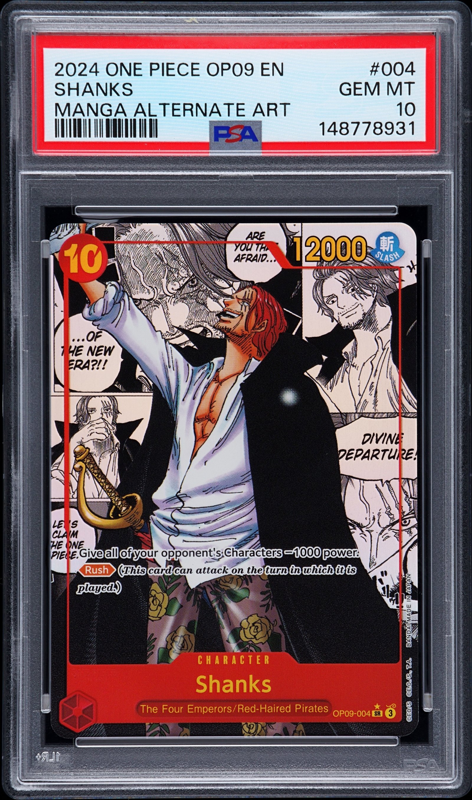 PSA GEM MT 10 - SHANKS MANGA ALTERNATE ART 2024 ONE PIECE OP09-EMPERORS IN THE NEW WORLD