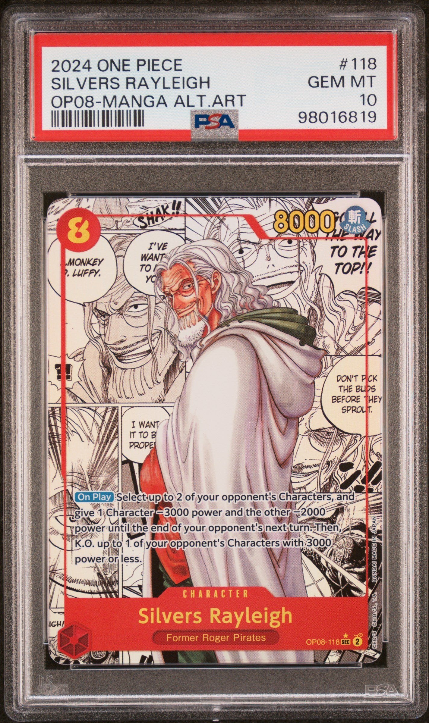 PSA GEM MT 10 - SILVERS RAYLEIGH MANGA ALTERNATE ART 2024 ONE PIECE OP08-TWO LEGENDS
