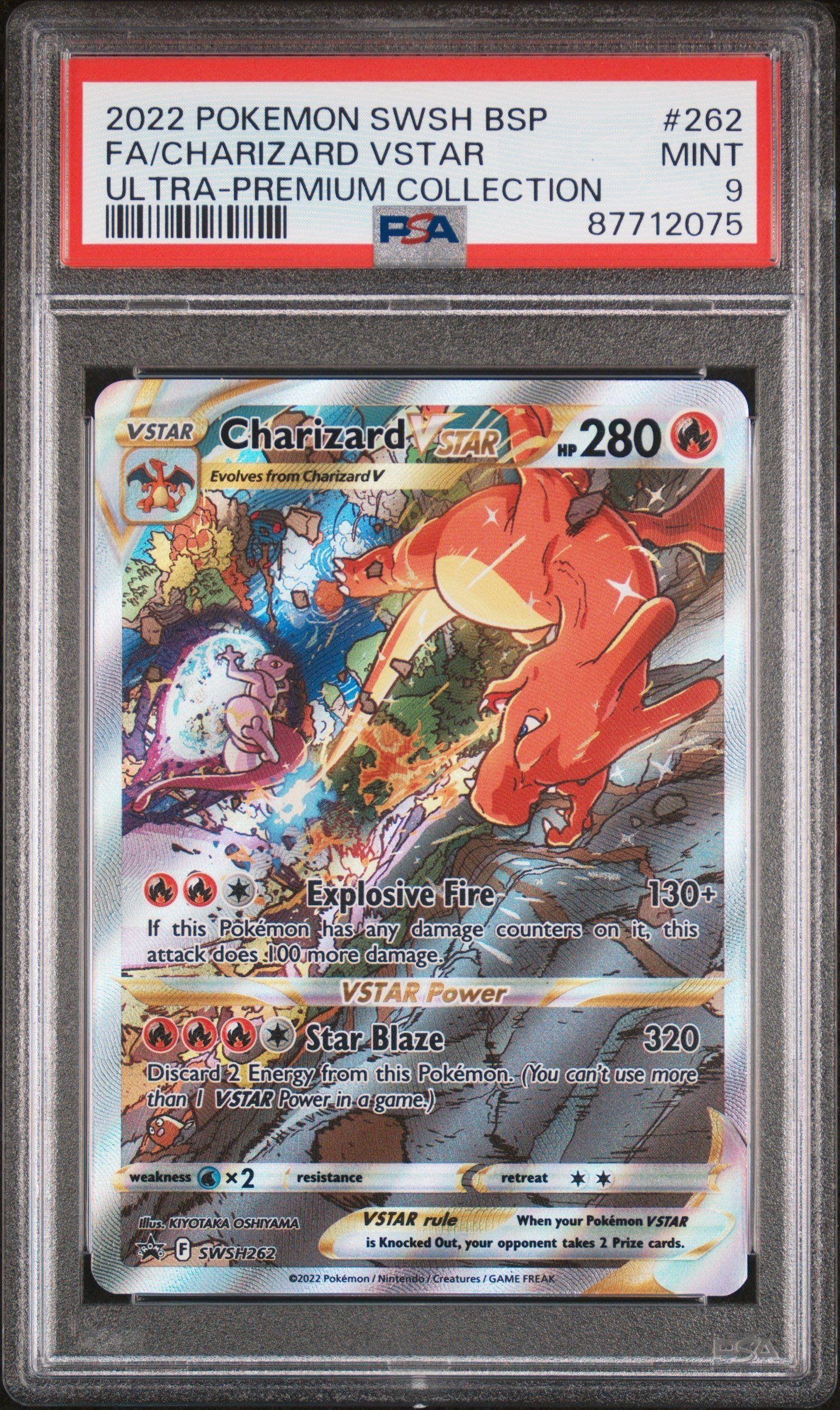 PSA MINT 9 - 2022 POKEMON SWSH BLACK STAR PROMO #262 FA/CHARIZARD VSTAR ULTRA-PREMIUM COLLECTION
