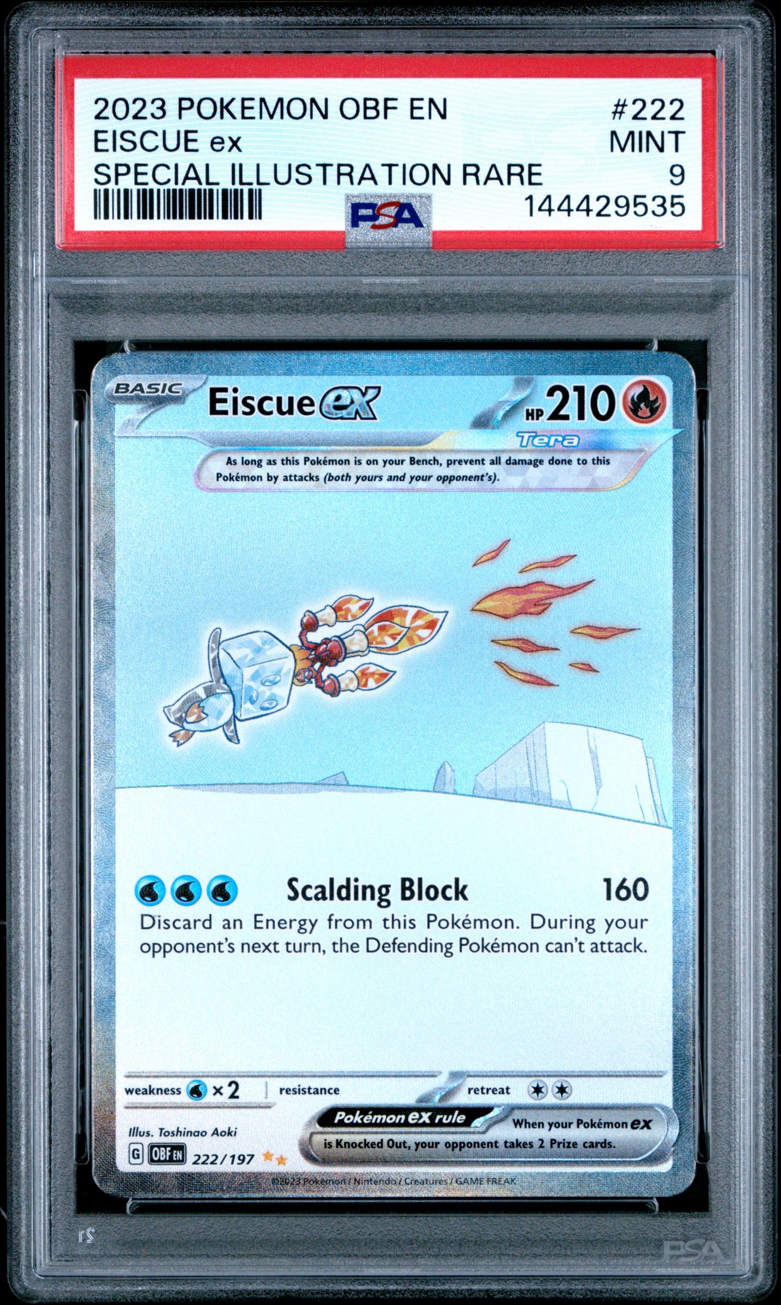 PSA MINT 9 - 2023 POKEMON OBF EN-OBSIDIAN FLAMES #222 EISCUE ex SPECIAL ILLUSTRATION RARE