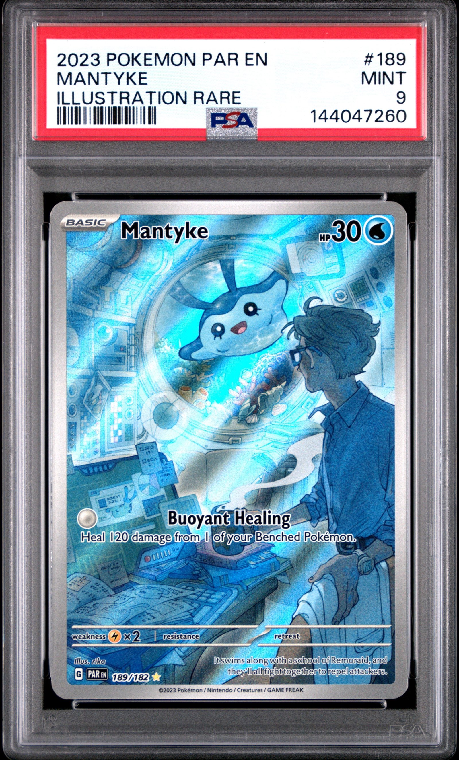 PSA MINT 9 - 2023 POKEMON PAR EN-PARADOX RIFT #189 MANTYKE ILLUSTRATION RARE