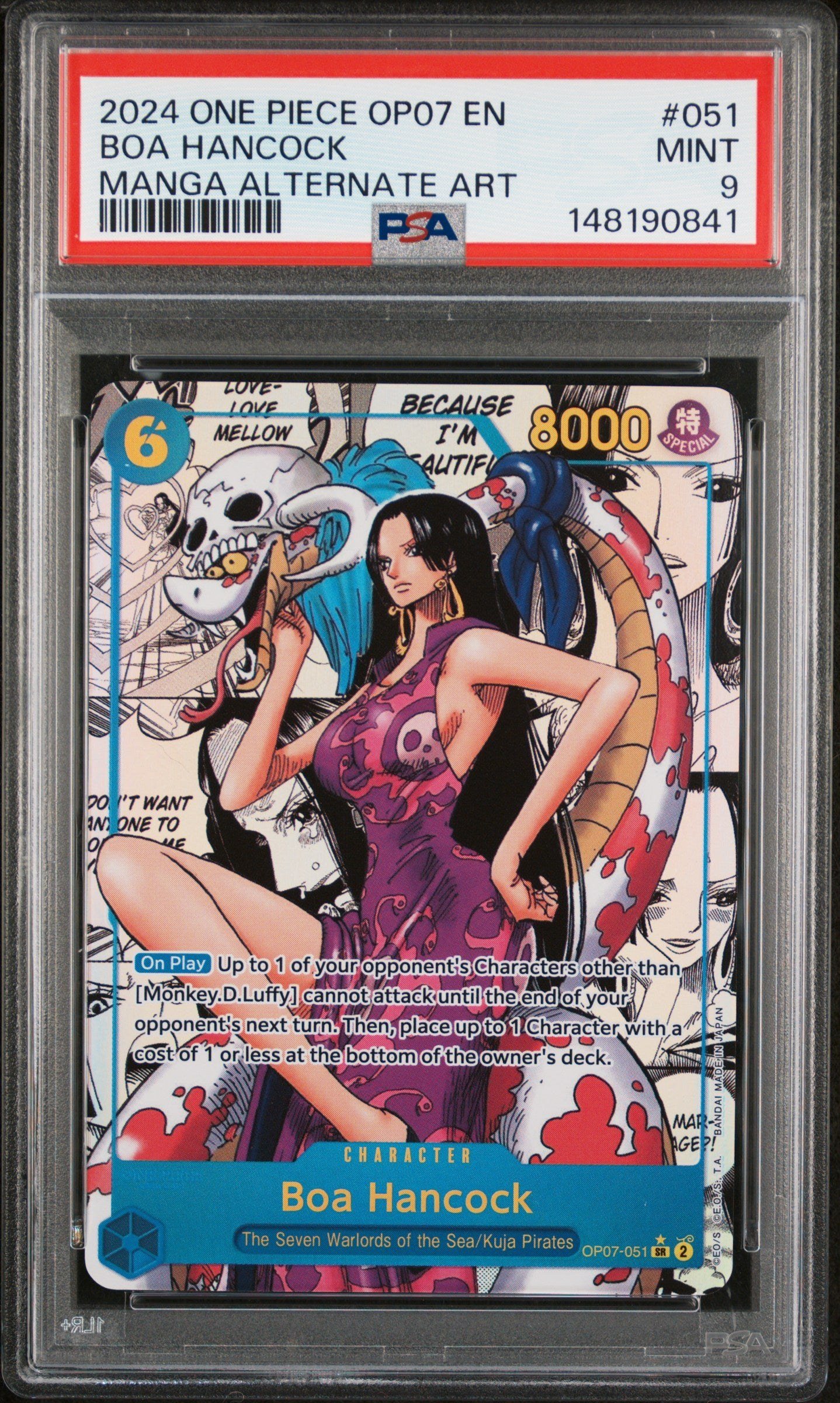 PSA MINT 9 - 2024 ONE PIECE OP07-500 YEARS IN THE FUTURE #051 BOA HANCOCK MANGA ALTERNATE ART