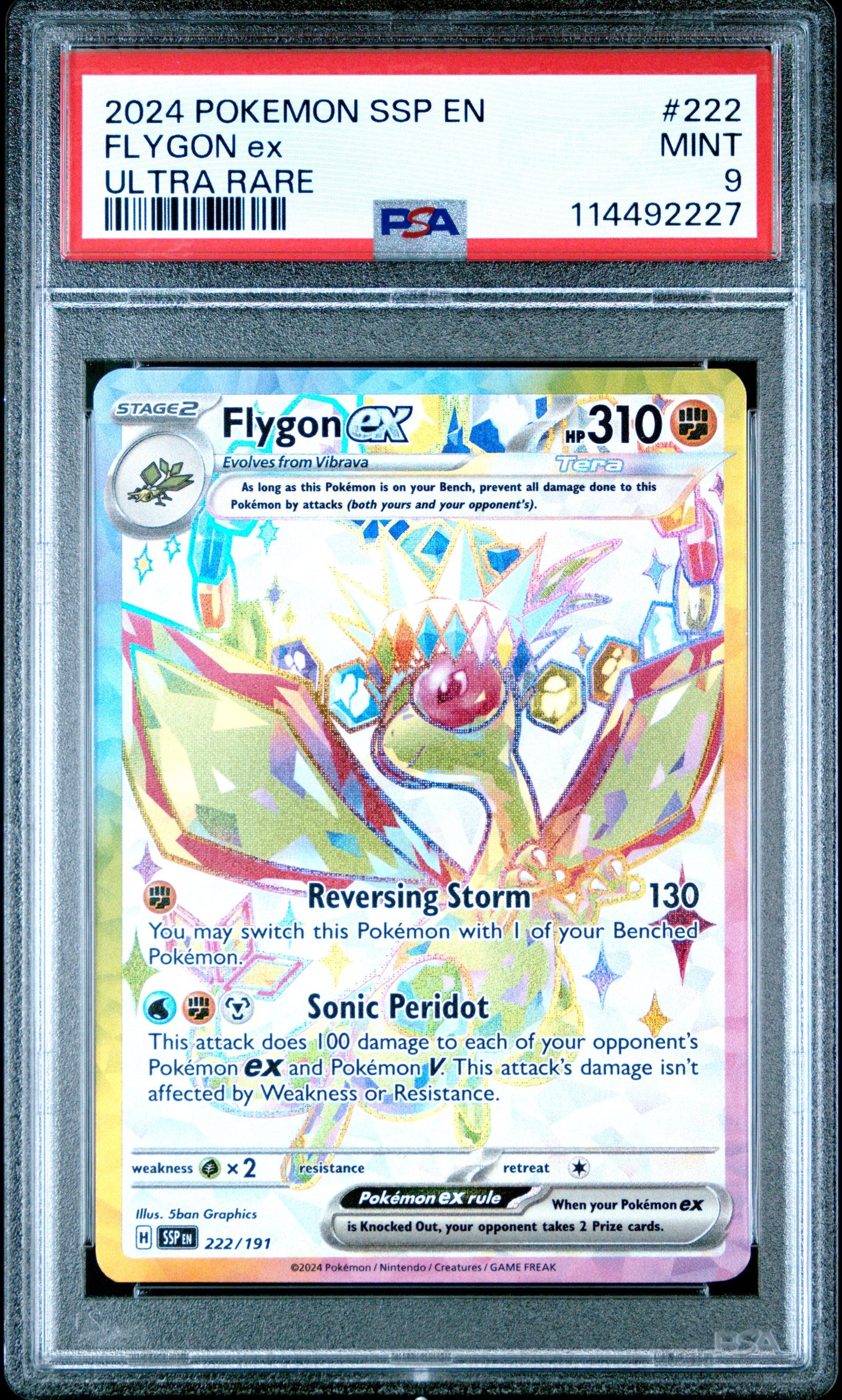 PSA MINT 9 - 2024 POKEMON SSP EN-SURGING SPARKS #222 FLYGON ex ULTRA RARE