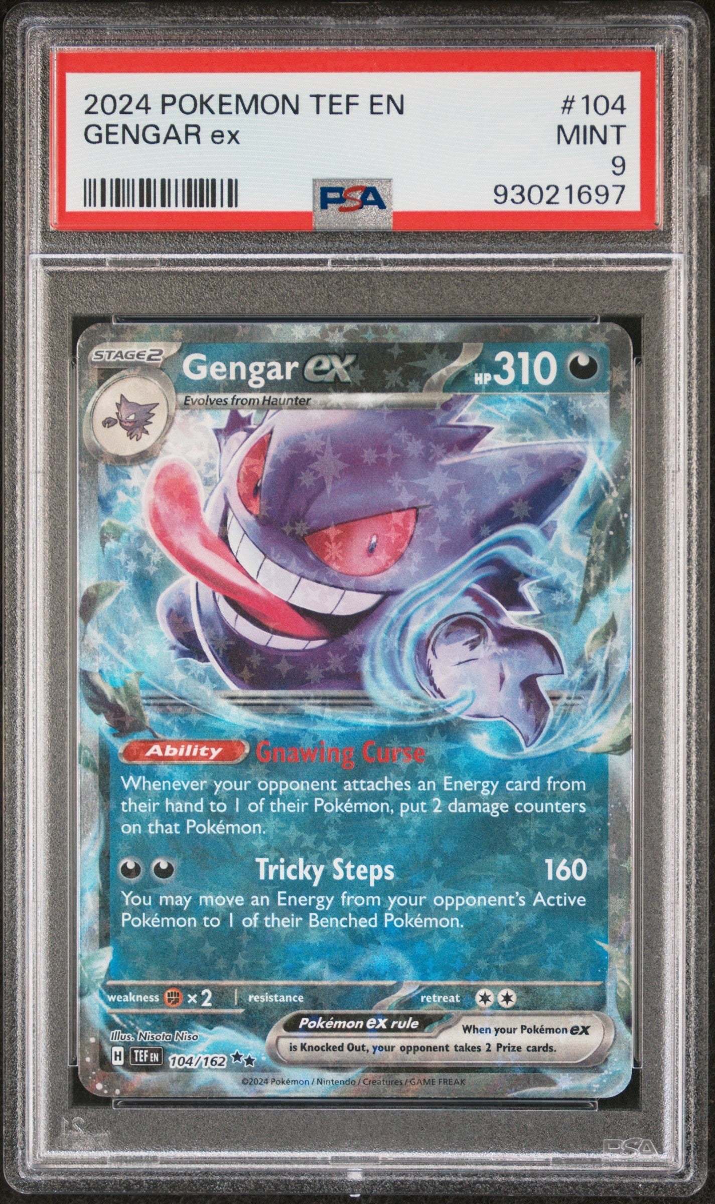 PSA MINT 9 - 2024 POKEMON TEF EN-TEMPORAL FORCES #104 GENGAR ex