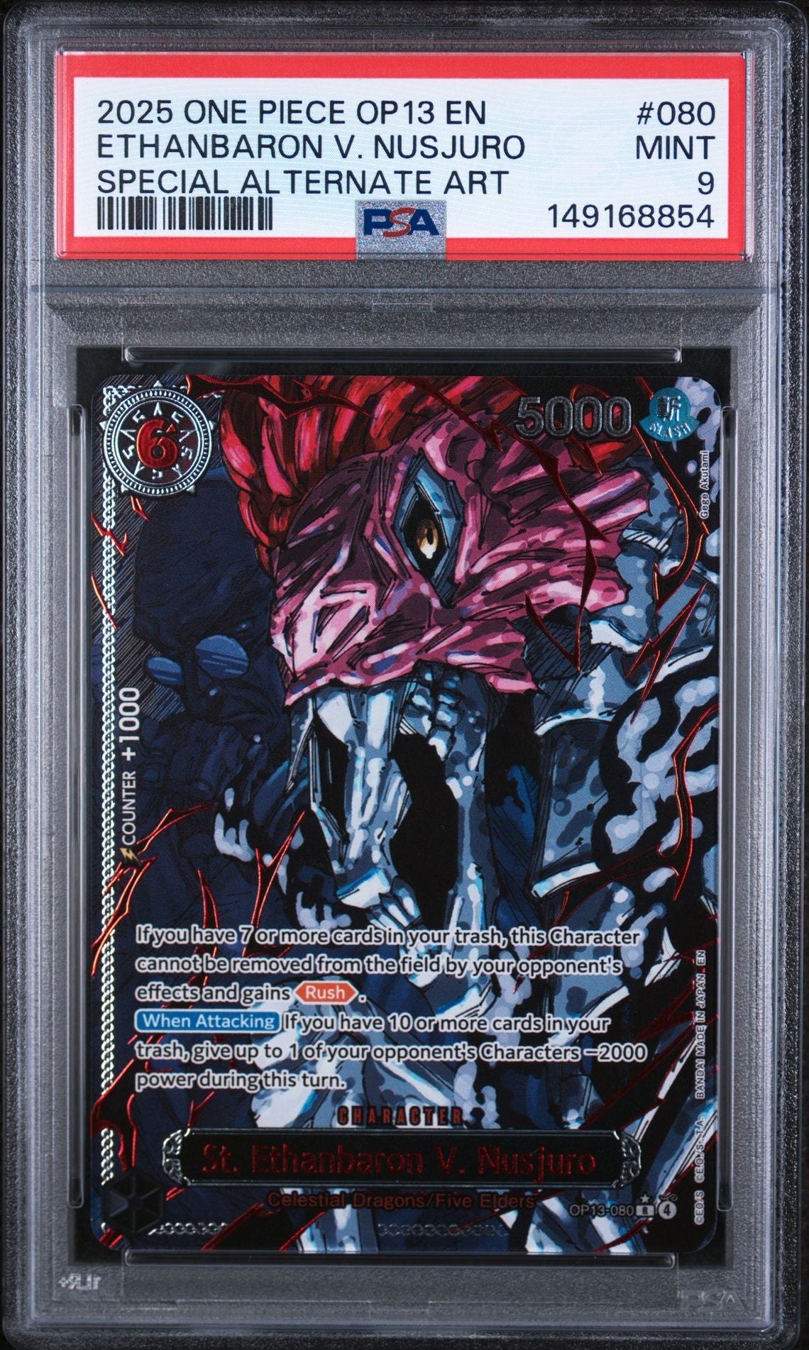 PSA MINT 9 - 2025 ONE PIECE OP13-CARRYING ON HIS WILL #080 ETHANBARON V. NUSJURO SPECIAL ALTERNATE ART