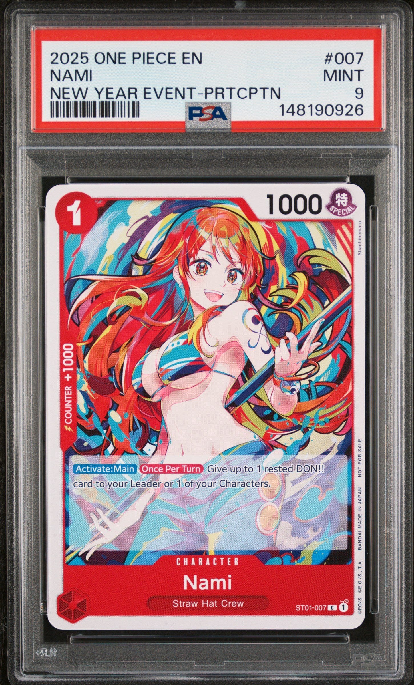 PSA MINT 9 - 2025 ONE PIECE PROMOS #007 NAMI NEW YEAR EVENT-PRTCPTN