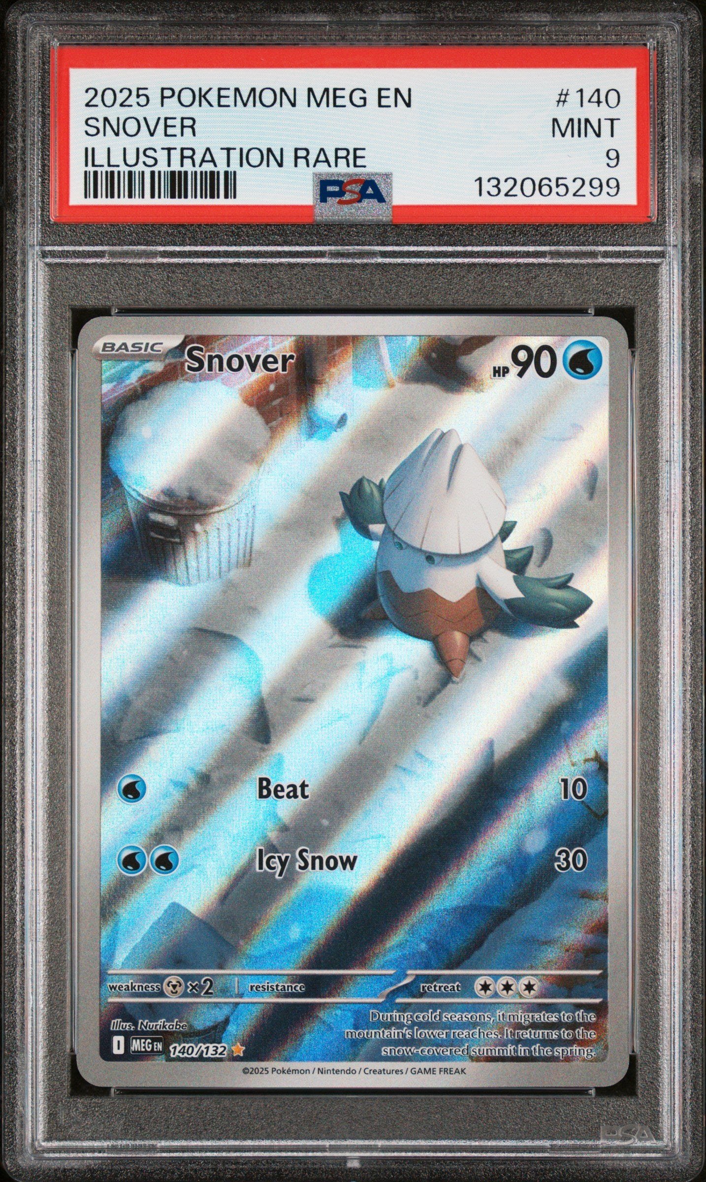 PSA MINT 9 - 2025 POKEMON MEG EN-MEGA EVOLUTION #140 SNOVER ILLUSTRATION RARE