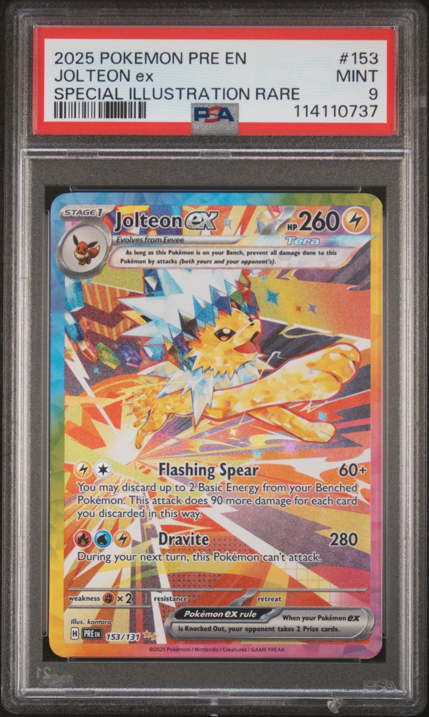 PSA MINT 9 - 2025 POKEMON PRE EN-PRISMATIC EVOLUTIONS #153 JOLTEON ex SPECIAL ILLUSTRATION RARE