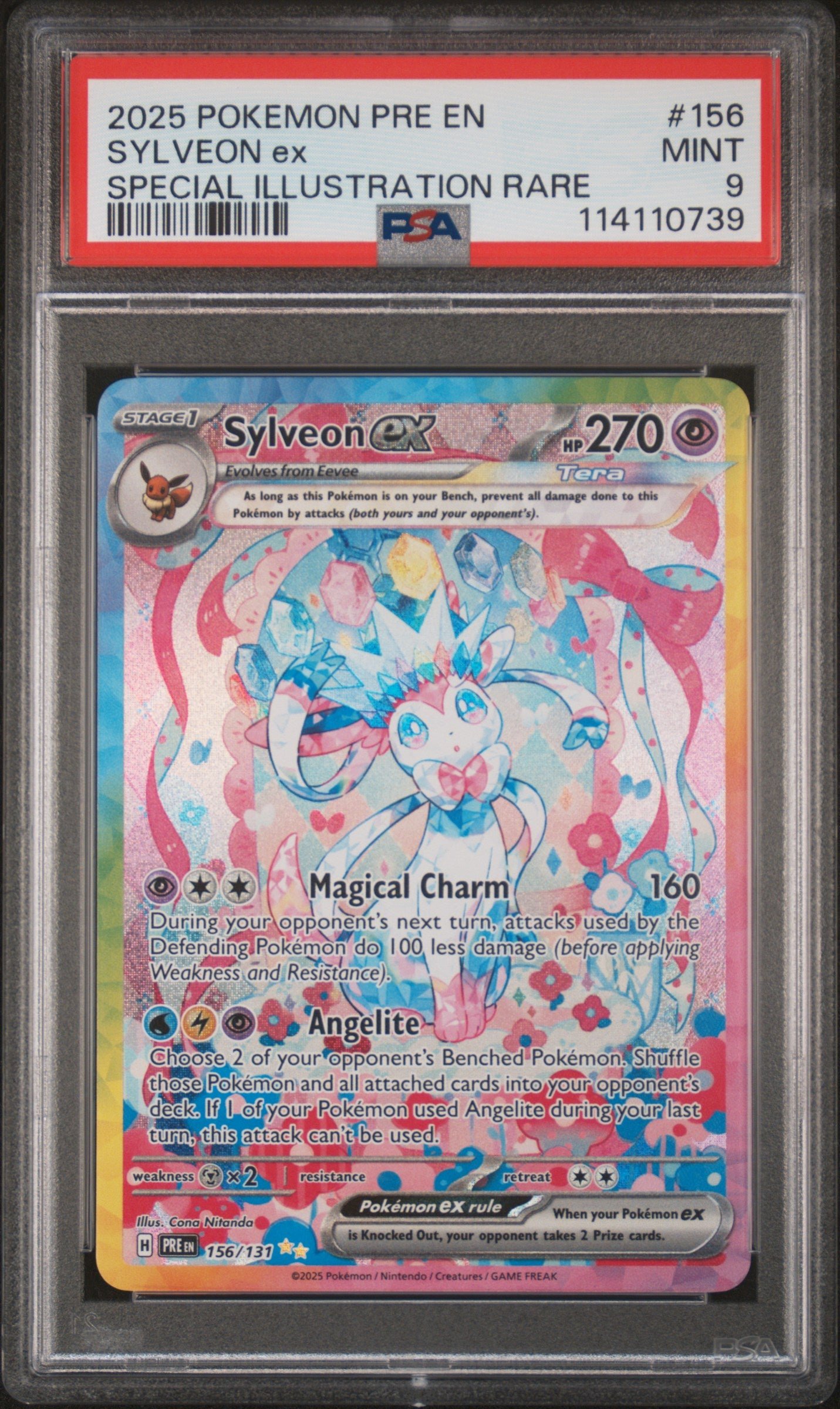 PSA MINT 9 - 2025 POKEMON PRE EN-PRISMATIC EVOLUTIONS #156 SYLVEON ex SPECIAL ILLUSTRATION RARE