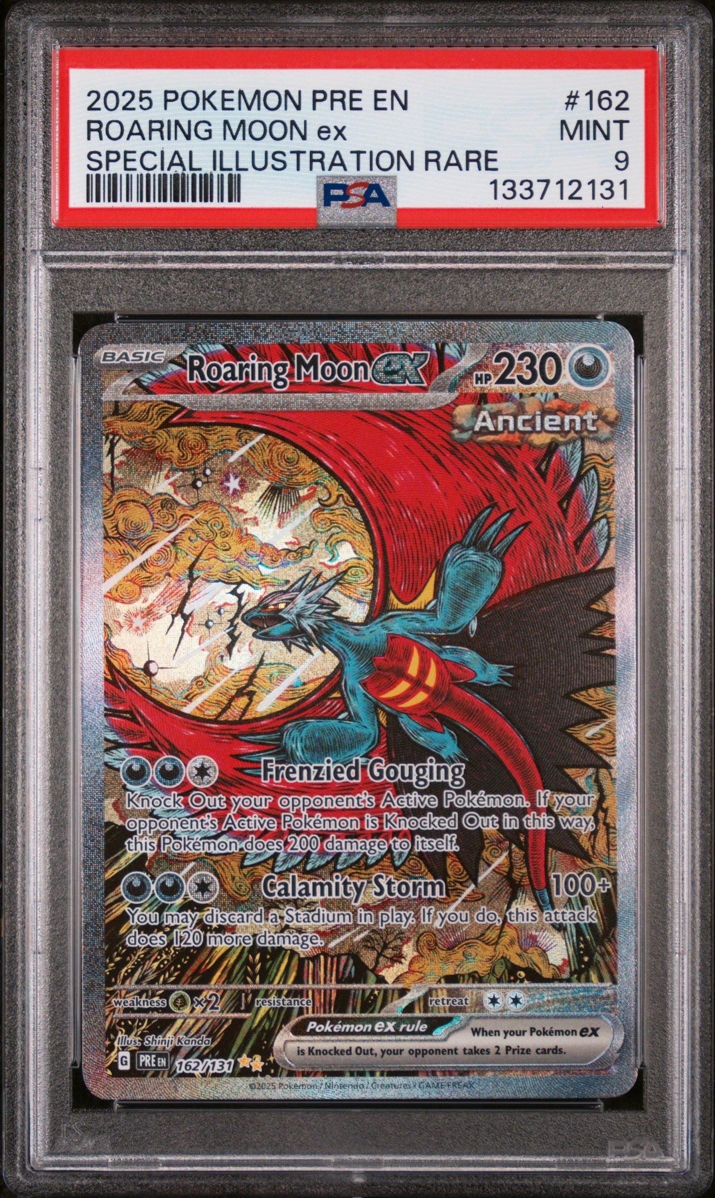 PSA MINT 9 - 2025 POKEMON PRE EN-PRISMATIC EVOLUTIONS #162 ROARING MOON ex SPECIAL ILLUSTRATION RARE
