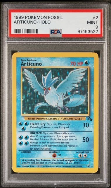 PSA MINT 9 - ARTICUNO-HOLO 1999 POKEMON FOSSIL