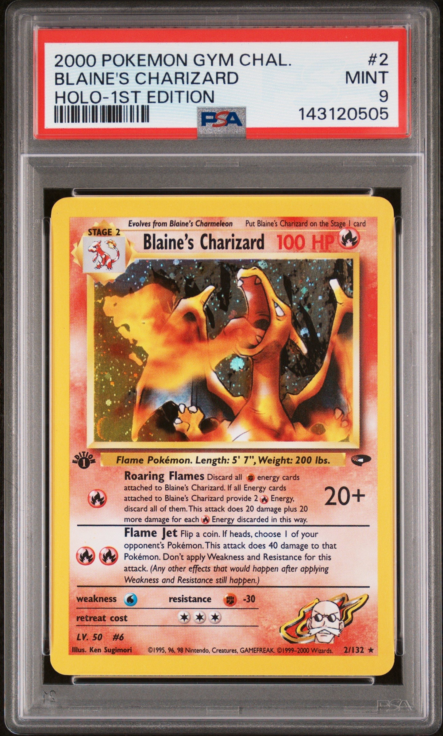 PSA MINT 9 - BLAINE'S CHARIZARD HOLO-1ST EDITION 2000 POKEMON GYM CHALLENGE