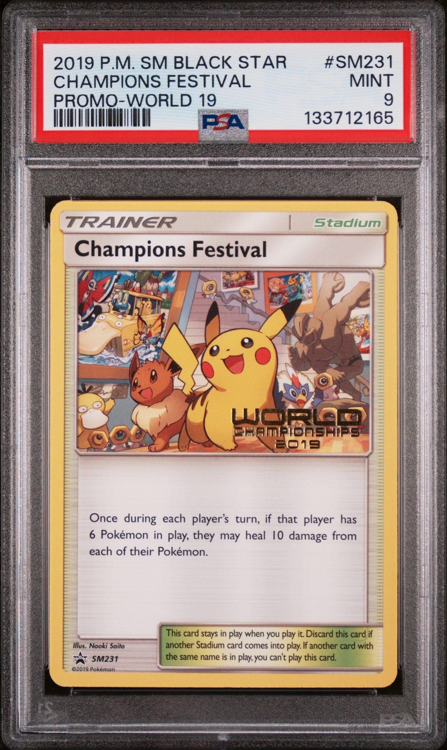 PSA MINT 9 - CHAMPIONS FESTIVAL PROMO-WORLD 19 2019 POKEMON SM BLACK STAR PROMO