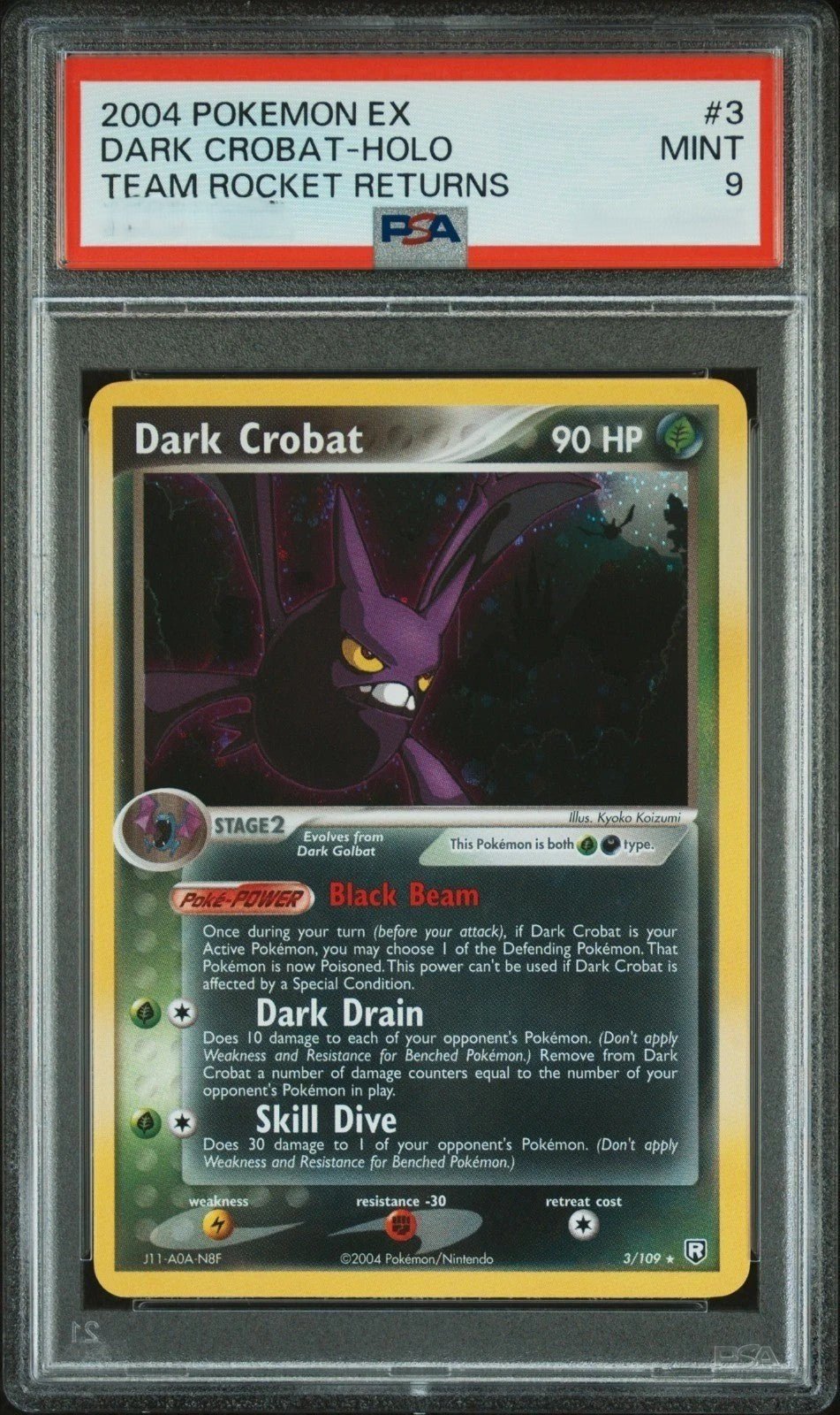 PSA MINT 9 - DARK CROBAT-HOLO TEAM ROCKET RETURNS 2004 POKEMON EX TEAM ROCKET RETURNS