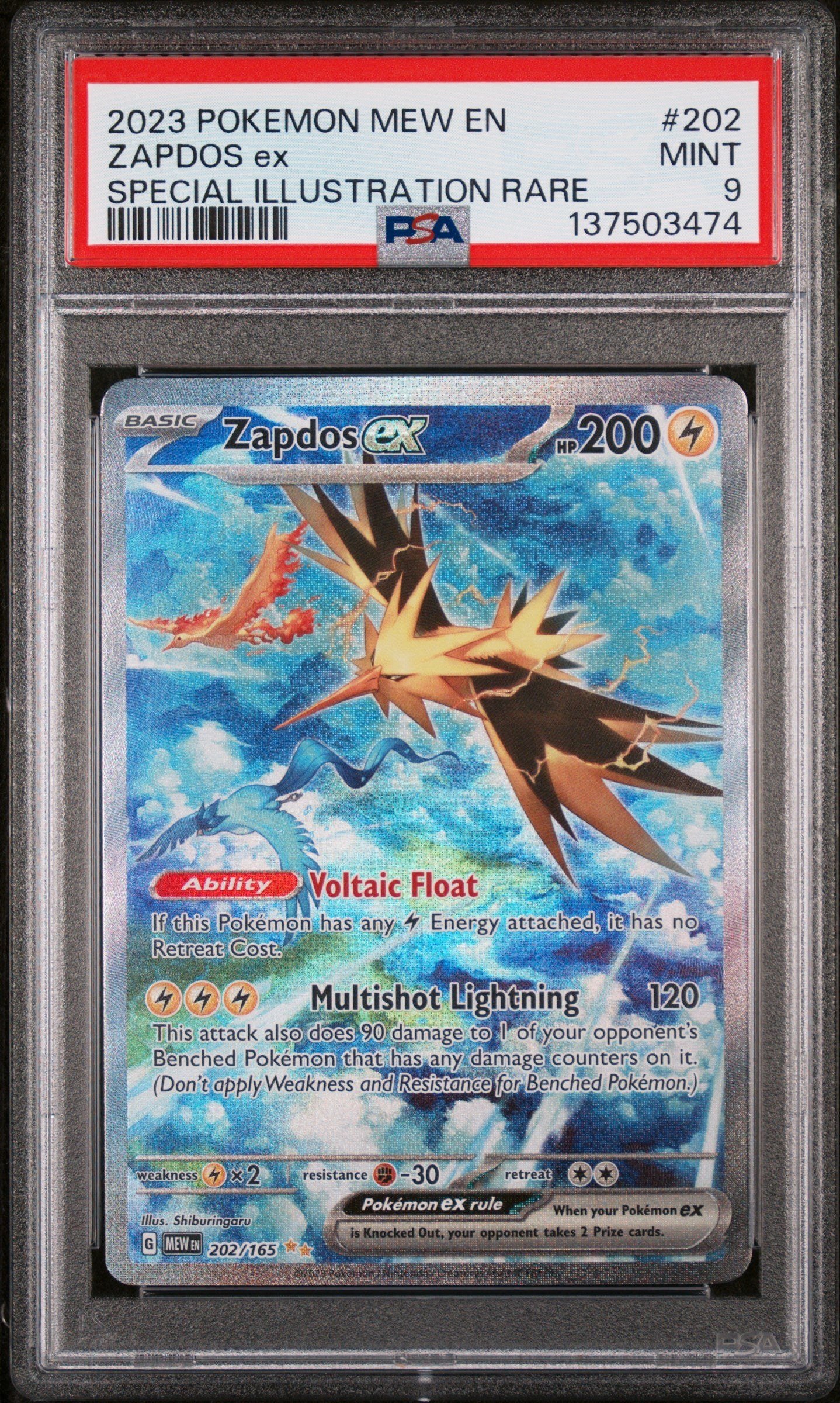PSA MINT 9 - ZAPDOS ex SPECIAL ILLUSTRATION RARE 2023 POKEMON MEW EN-151