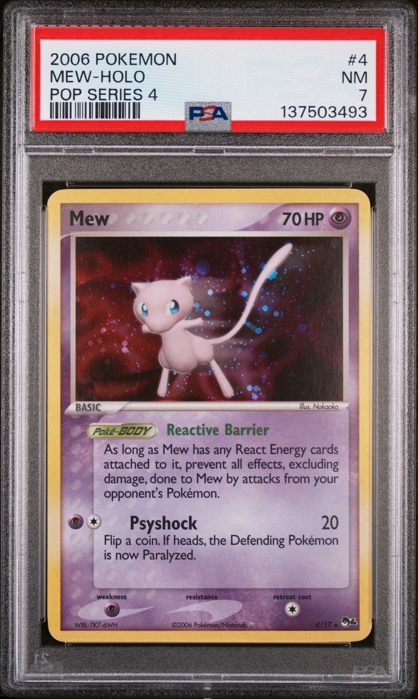 PSA NM 7 - 2006 POKEMON POP SERIES 4 #4 MEW-HOLO POP SERIES 4
