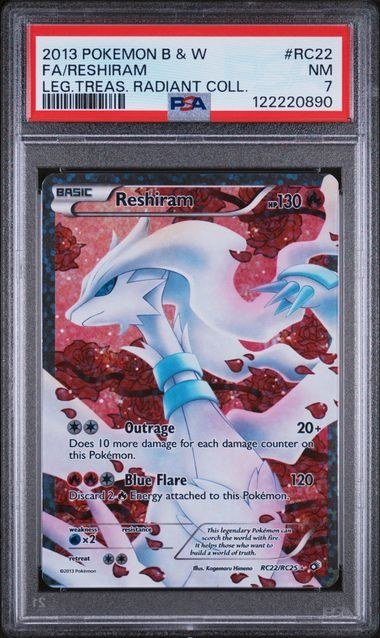 PSA NM 7 - FA/RESHIRAM LEG.TREAS. RADIANT COLL. 2013 POKEMON BLACK & WHITE LEGENDARY TREASURES RADIANT COLLECTION