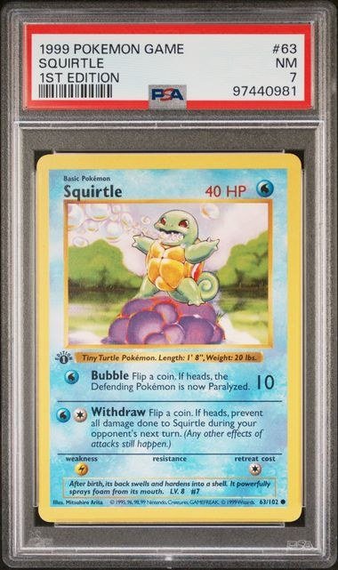 PSA NM 7 - SQUIRTLE 1ST EDITION 1999 POKEMON GAME
