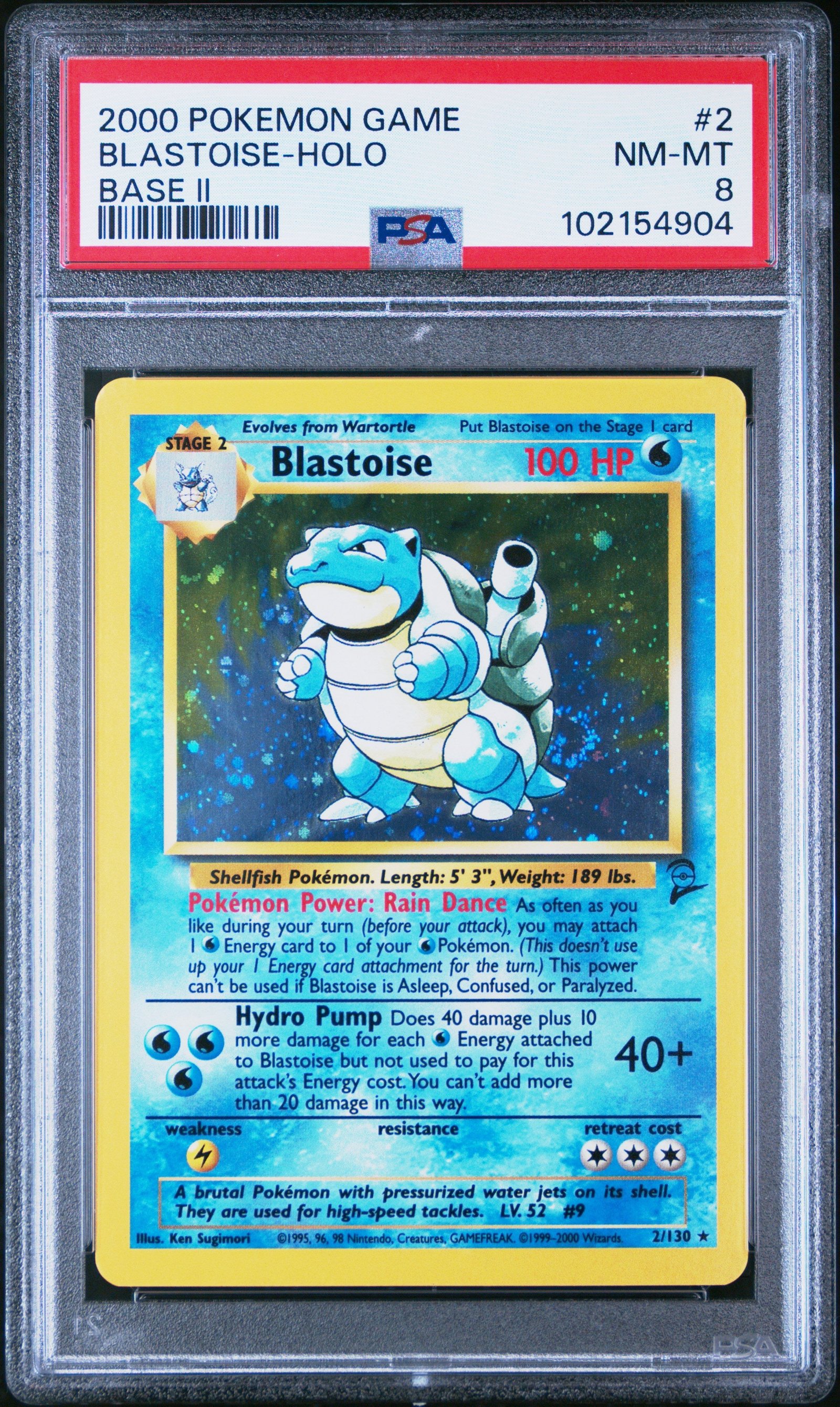 PSA NM-MT 8 - 2000 POKEMON GAME BASE II #2 BLASTOISE-HOLO