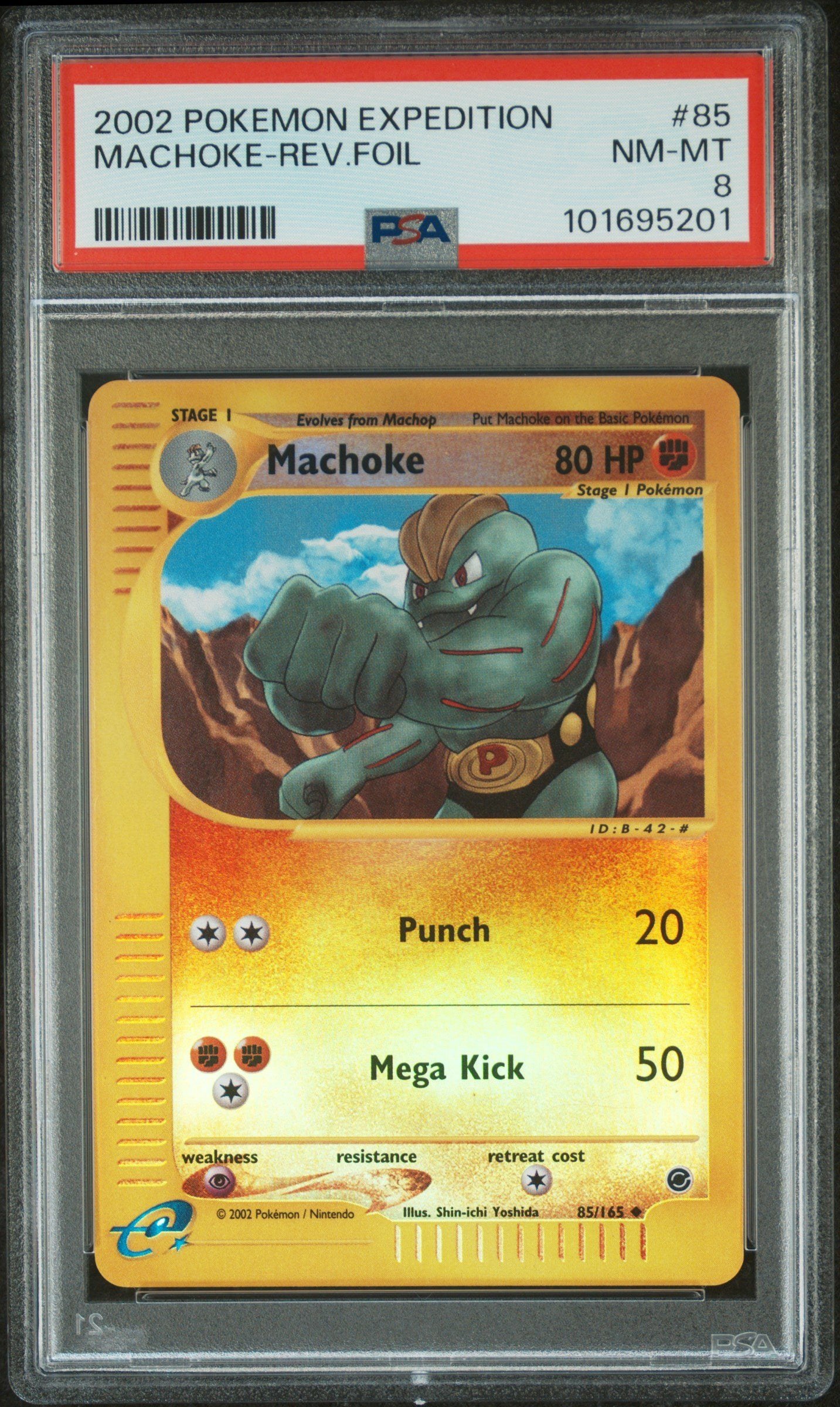 PSA NM-MT 8 - 2002 POKEMON EXPEDITION #85 MACHOKE-REV.FOIL