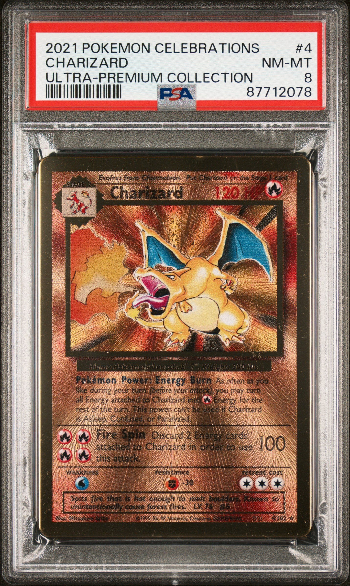 PSA NM-MT 8 - 2021 POKEMON CELEBRATIONS ULTRA-PREMIUM COLLECTION #4 CHARIZARD ULTRA-PREMIUM COLLECTION