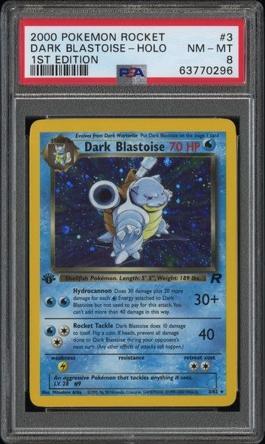PSA NM-MT 8 - DARK BLASTOISE-HOLO 1ST EDITION 2000 POKEMON ROCKET